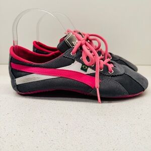 Jinga Shoes Runners Dance Jazz Salsa Sneaker Lace Up Gray Pink Women's Sz 36